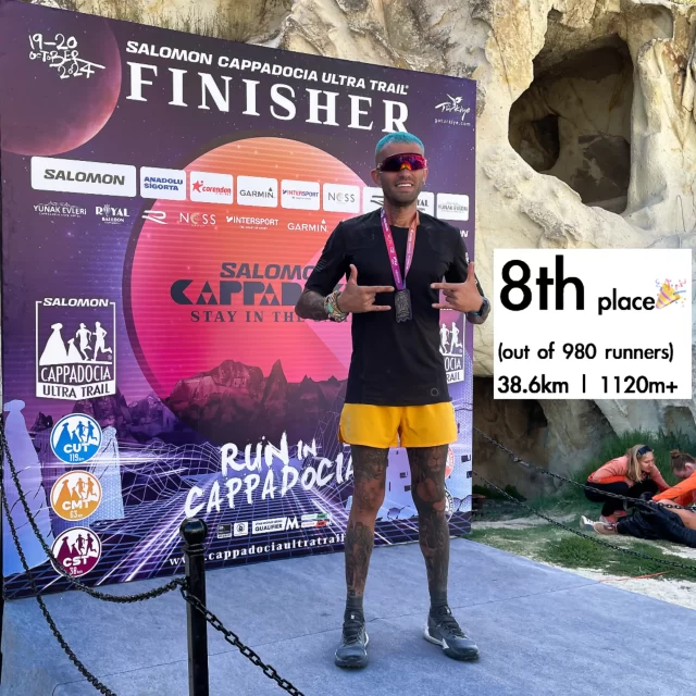 8th 💪 place (out of 980 runners) @hosseinmosapournigjeh Huge congrats to my athlete Hossein Mousapour for placing 8th out of 980 runners at the Salomon Cappadocia Trail Run 38.6 km (1120m+ Elevation gain) with an impressive time of 03:08:39 💪 #trailrunning #trailrun #trailrunner #endurance #endurance3club