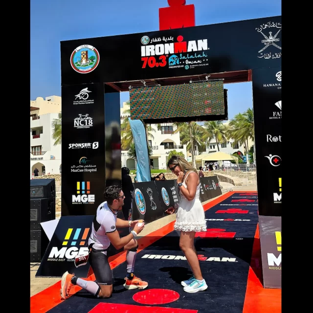 Sometimes, the finish line brings you to something much bigger. Congratulations to both my athletes, Mohammad Reza on finishing IRONMAN 70.3 Salalah and winning the heart of a lifetime, and to Maryam on a beautiful new beginning! @mohammadmirshahali @maryamhezarian 🎉🎉🎉